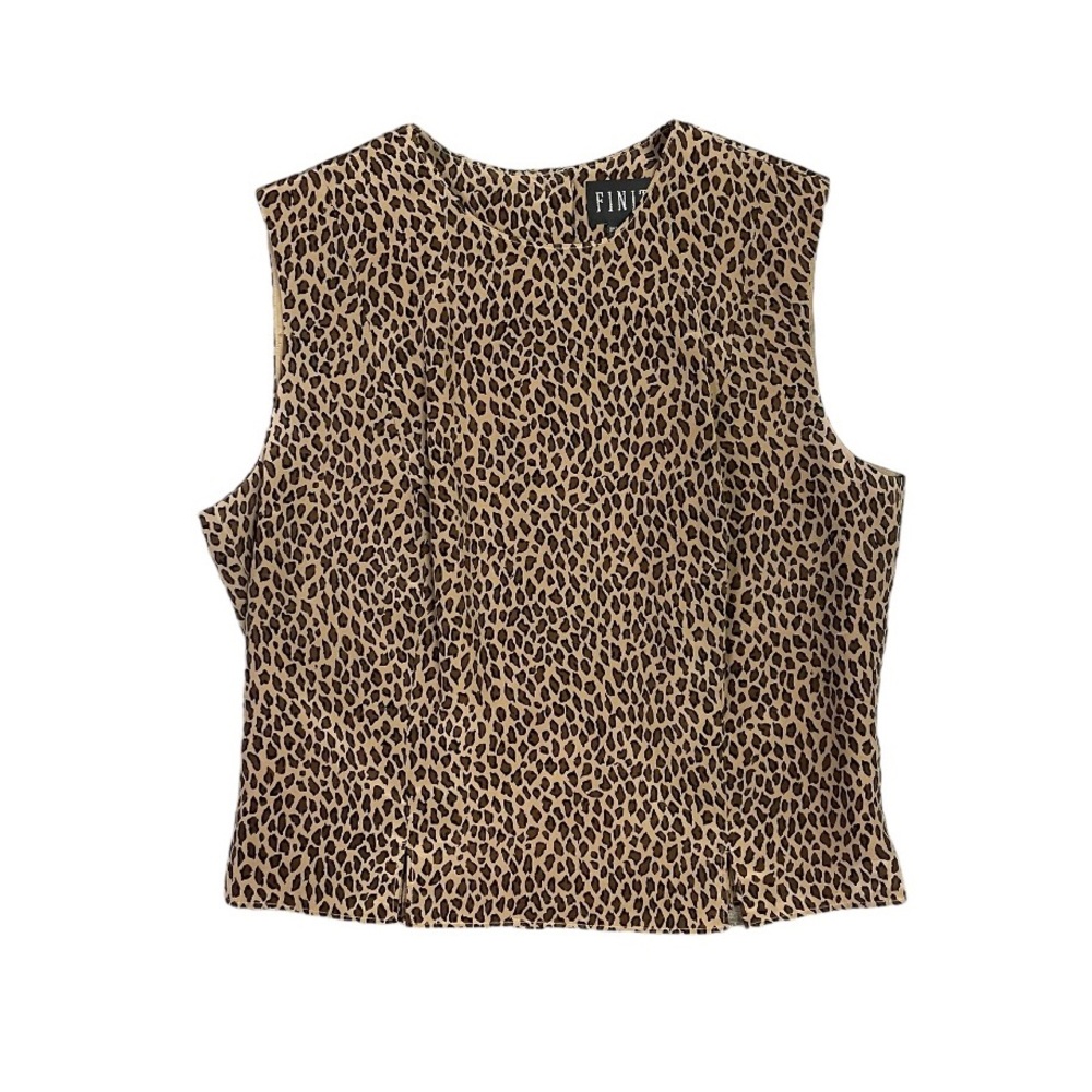 Vintage Finity Silk Leopard‎ Print Top Women’s 6 US Tan Brown Sleeveless